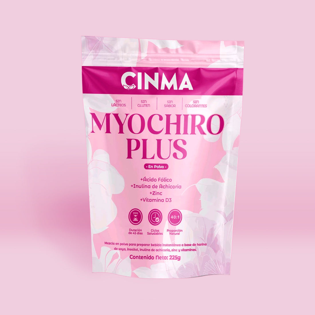 Cinma | Myochiro Plus Con Acido Folato + Vitamina D3 + Zinc + Inulina de achicoria Suplemento Alimenticio en polvo para Mujeres (225 g c/u), 45 días de duración
